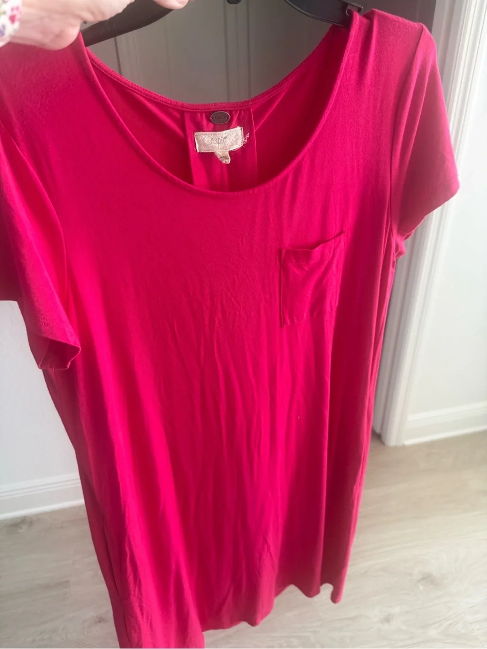 Cupio Hot Pink Scoop Neck Pocket Mini Dress